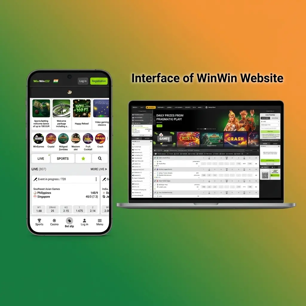 WinWin Bangladesh website interface showing top navigation bar with Sports, Live Betting, Casino, and Promotions links
