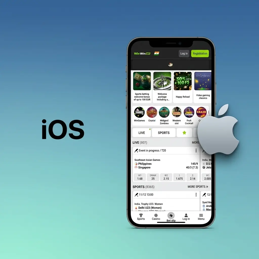 WinWin iOS mobile browser guide showing steps to access sports betting and casino on iPhone and iPad via Safari