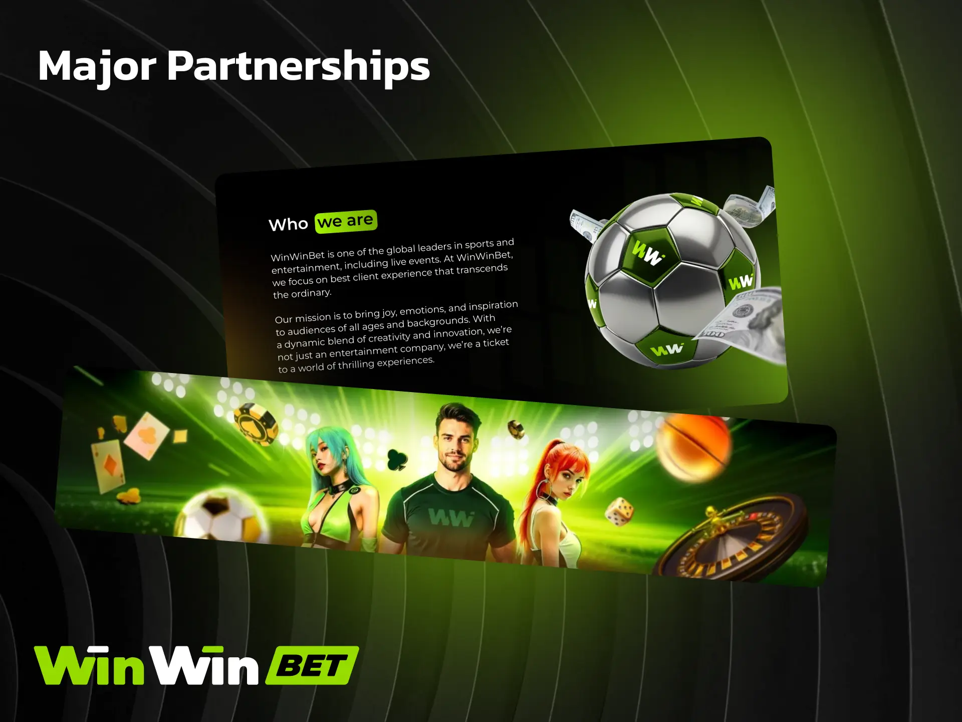 Major partnerships of WinWin with sports teams and gaming providers.